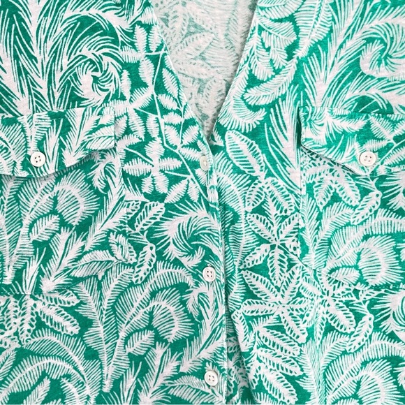 J. McLaughlin Tropical Linen Button 3/4 Sleeve Top Green Size L 26551 - Picture 4 of 7